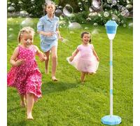 SGZIOO Bubble Maker Stand Machine for Parties, 47Inch Battery Operated Standing Bubble Machine with Lights and Music, Rechargeable Bubble Machine 3 Height Adjustable for Wedding Birthday Party (Blue)
