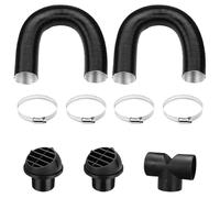 SGZIOO Diesel Heater Ducting 75mm Set, Diesel Heater Exhaust Pipe Set, T Piece Warm Air Outlet Vent with 2PCS 75mm Tuyere + 4 Clips for Caravan Life Camping Home Heating