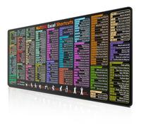 SGZIOO Excel Cheat Sheet Desk Mat, 30x80x0.3cm Excel Shortcuts Mouse Mat, Desk Mat Large with Non-Slip Rubber Base, Waterproof Keyboard mats for desks, Seamed Edges desk matt Large for Home Ofice