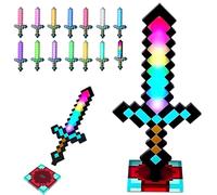 SGZIOO Glowing Diamond Sword, Light Up Sword with 14 Adjustable Colour, Rechargeable Diamond Pickaxe Night Light, Toy Weapon Battle Gifts