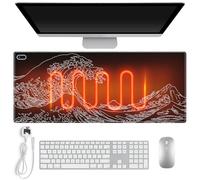 SGZIOO Heated Mouse Pad, 80x33 cm Heated Mouse Mat, Waterproof Heated Desk Mat with 5 Heat Settings, Heated Desk Pad with 4 Hours Automatic Shut-Off, Heated Large desk Mat for Office and Home