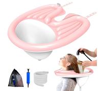 SGZIOO Inflatable Hair Wash Basin, Portable Hair Washing Basin, PVC Hair Washing Aids for Disabled, Foldable Hair Wash Basin, for Bedridden, Disabled, Handicapped, Pregnant (Pink)