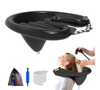 SGZIOO Inflatable Hair Wash Basin, Portable Hair Washing Basin, PVC Hair Washing Aids for Disabled, Foldable Hair Wash Basin, for Bedridden, Disabled, Handicapped, Pregnant, Seniors (Black)