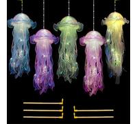 SGZIOO Jellyfish Light, 5 PCS Hanging Jellyfish Lamp, Creative Glowing Jellyfish Lanterns, Battery-Powered LED Jelly Fish Light Lamp, Mermaid Jellyfish Night Light for Ocean Theme Party, Baby Kids Gif
