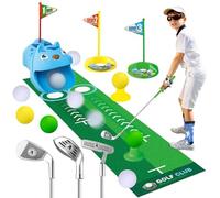 SGZIOO Kids Golf Set with Automatic Ball Returner, Toddler Golf Set with 4 Led Luminous Golf Balls, 3 Telescopic Clubs and A Putting Mat, Indoor and Outdoor Sports Toys for Boys and Girls Aged 3+