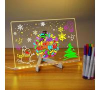 SGZIOO LED Light Board 30cm x 20cm Kids with 7 Neon Pens Wipe Clean Acrylic Illuminated Drawing Pad Writing Pad Memo