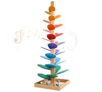 SGZIOO Montessori Sound Tree, 73cm Tumbles Montessori Sound Tree, Colorful Music Tree Wooden Marble Run with 10 Rainbow Balls, Rainbow Musical Tree