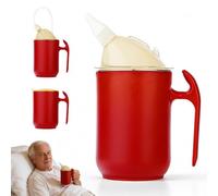 SGZIOO Sippy Cup for Seniors 400 ml, 3-in-1 Sippy Cup for Seniors with 30 cm Straw, Adult Sippy Cup with Handle, Leak-Proof Drinking Cup for Elderly, Patient, Disabled, Maternity (Red)