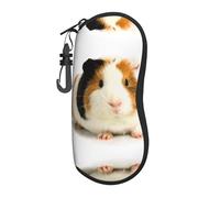 SGZLZBWK Cute Guinea Pig Soft Sunglasses Case For Men Women,Ultra Light Zipper Eyeglass Portable Glasses Case With Carabiner