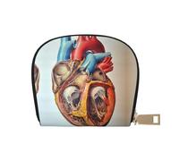 SGZLZBWK Human Anatomy Heart Chart Women Pu Leather Shell Card Bag Credit Card Clip, Leather Zipper Wallet Coin Purse Storage Bag