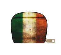SGZLZBWK Irish Flag Women Pu Leather Shell Card Bag Credit Card Clip, Leather Zipper Wallet Coin Purse Storage Bag
