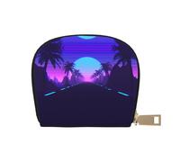SGZLZBWK Late Night Highway Women Pu Leather Shell Card Bag Credit Card Clip, Leather Zipper Wallet Coin Purse Storage Bag