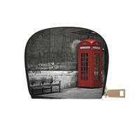 SGZLZBWK Phone Booth in London Streets Women Pu Leather Shell Card Bag Credit Card Clip, Leather Zipper Wallet Coin Purse Storage Bag