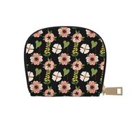 SGZLZBWK Pink Jasmine Flower Women Pu Leather Shell Card Bag Credit Card Clip, Leather Zipper Wallet Coin Purse Storage Bag