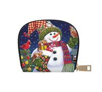 SGZLZBWK Snowman Squirrel Owl Women Pu Leather Shell Card Bag Credit Card Clip, Leather Zipper Wallet Coin Purse Storage Bag
