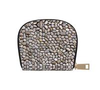 SGZLZBWK Stones All Over The Ground Women Pu Leather Shell Card Bag Credit Card Clip, Leather Zipper Wallet Coin Purse Storage Bag