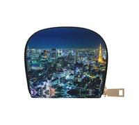 SGZLZBWK Tokyo City Women Pu Leather Shell Card Bag Credit Card Clip, Leather Zipper Wallet Coin Purse Storage Bag