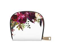 SGZLZBWK Wild Flower Rose Women Pu Leather Shell Card Bag Credit Card Clip, Leather Zipper Wallet Coin Purse Storage Bag