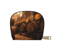 SGZLZBWK Wine Oak Container Women Pu Leather Shell Card Bag Credit Card Clip, Leather Zipper Wallet Coin Purse Storage Bag