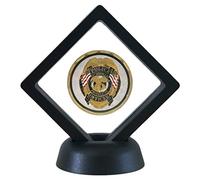SH Challenge Coin Display Frame, 3D Floating Display Case Stand Holder, Medallion Medal Specimen Military Coin Clear Box (Black)