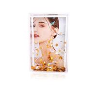 SH.DREAM Glitter Picture Frames, Liquid Floating Sparkle Clear Photo Frame, Romantic Christmas Valentines Gifts for Family Friends Couples (Gold Star, 2 * 3)