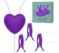Sh! Heart-Throb Vibrating Nipple Clamps - 10 Vibration Modes, Rechargeable Waterproof Silicone Adjustable Clamps for Women & Couples - Soft Silicone Nipple Stimulator for Sensual Play