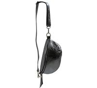 SH Leder ® AVA G292 Genuine Leather Waist Bag for Women Men Unisex Belt for Festival Travel Small Crossbody 23 x 12 cm, Anthracite Metallic, 23 x 12,50 x 7 cm