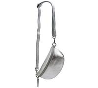 SH Leder ® AVA G292 Genuine Leather Waist Bag for Women Men Unisex Festival Travel Small Crossbody Bag Leather Bag 23 x 12 cm, Silver, 23 x 12,50 x 7 cm
