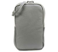 SH Leder Jana G269 Women's Genuine Leather Mobile Phone Shoulder Bag Purse Multifunctional Bag Mini Messenger Removable Adjustable Shoulder Strap Mobile Phone up to 6.8 Inches 11 x 18 cm, light grey,