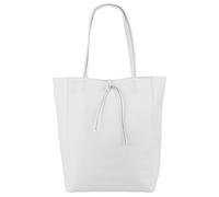 SH Leder Lotte G544 Elegant Women's Shopper Shoulder Bag Made of Real Cowhide Leather with Zip, Spacious Handbag with Inner Pockets, Classic Design, Handbag, 37 x 29 cm, White, M