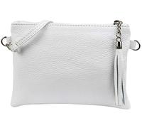 SH Leder Real Leather Shoulder Bag, Clutch Bag, Small Evening Bag, 22 x 15 cm, Anny, G248, White, Small
