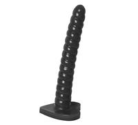 Sh! Mistress Wirly Extra Long Dildo : Black 9.75 x 1.3 Inch Slim Ribbed Silicone Strap-On or Hand-Held Sex Toy