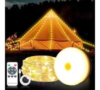 SH-RuiDu 3-in-1 Solar Camping String Lights, 120LED 39.4ft Camping Lights with Lantern Mode, 8 Lighting Modes & Remote Control, Weatherproof USB Rechargeable Tent Lamp for Camping, Hiking, Garden