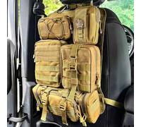 SH-RuiDu Car Back Seat Tactical Organizer, Multifunctional Vehicle Molle Panel Organizer Backrest Seat Back Storage Hanging Bag with 5 Detachable Molle Pouch for All Cars Trucks SUVs Vehicles (Tan)