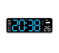 SH-RuiDu Digital Wall Clock with Remote Control, Large LED Digital Clock with 10 Brightness Adjustments, Dual Alarm, Count Up/Down Timer, Time/Week/Date/Temperature/Humidity Display