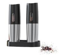 SH-RuiDu Gravity Electric Salt and Pepper Grinder Set, USB Rechargeable Automatic Salt and Pepper Mills with Adjustable Coarseness, Type-C Charging Base & LED Light for Kitchen & Dining