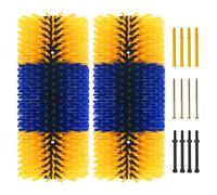 SH-RuiDu Livestock Scratch Brush Set, 2 Pcs 17.7in Universal Goat Horse Cattle Scratcher Massage Brush with Durable Bristles for Itch Relief & Grooming, Farm Animal Care (Yellow + Blue)