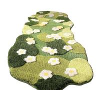 SH-RuiDu Moss Floral Area Rug 160x60cm, Super Soft Moss Tufted Runner Carpet with Anti-Slip Backing, Forest Green Floral Pattern Floor Mat for Bedroom, Living Room, Kids Room