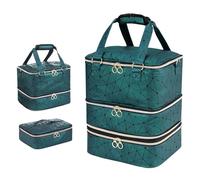 SH-RuiDu Nail Polish Organiser Bag, 3-Layer Nail Polish Carrying Case Storage Bag Holds 84 Bottles & 1 Nail Lamp, PU Leather Portable Nail Polish Holder for Salons & Home Nail Supplies (Green)