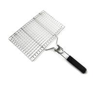SH-RuiDu Portable Grilling Basket, Stainless Steel Grilling Cookware with Removable Wooden Handle for Grilling Fish Vegetable Steak