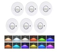SH-RuiDu Rechargeable RBG Puck Lights Magnetic, 6 Pack Stick on Wardrobe Lights Remote Control LED Under Cabinet Kitchen Lighting with 10+ Hours Runtime and Timer Function for Kitchen, Cabinet, Closet