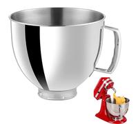 SH-RuiDu Stainless Steel Mixer Bowl for 4.5L/5QT Tilt-Head Stand Mixers, 0.7mm Thick 304 Steel Kitchen Mixing Bowl with Ergonomic Handle for Baking & Dough Kneading, Silver