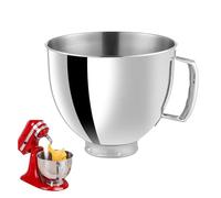 SH-RuiDu Stainless Steel Replacement Mixer Bowl for 4.5L/5QT Tilt-Head Stand Mixers, 0.7mm Thick 304 Stainless Steel Mixing Bowl with Ergonomic Handle for Baking & Dough Kneading, Silver