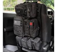 SH-RuiDu Tactical Car Seat Back Organiser, Universal Molle Vehicle Panel Car Backrest Kick Protector Van Seat Organizer with 5 Detachable Molle Pouches for All Cars Trucks SUVs Vehicles (Black)