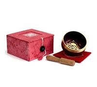 SH SHAKRA HEALTH Chakra Singing Bowls with Wooden Striker & Cushion Gift Box Set | Sound Therapy; Holistic Healing, Meditation & Relaxation Mindfulness Mantra (Root Chakra), 8cm