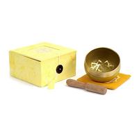 SH SHAKRA HEALTH Chakra Singing Bowls with Wooden Striker & Cushion Gift Box Set | Sound Therapy; Holistic Healing, Meditation & Relaxation Mindfulness Mantra (Solar Plexus Chakra) 8cm