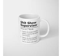 Sh*t Show Supervisor Mug Funny Work Office Rude Job Title Joke Quote Coffee Cup Sarcastic Humour Novelty Gift For Him Her Boss Manager Colleague Birthday Christmas Secret Santa Work Gag Present