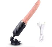 Sh! Thrusting 7" Dildo with Suction Cup, 9 Vibrations, Thrusting, Adjustable Speeds, Realistic Sensations, Water-Based Lubricant Compatible, White Skin Tone