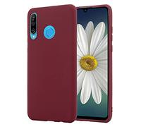 SHAANS Case For Huawei P30 Lite TPU Silicone Rubber Phone Case Soft Matt Finish Flexible (Maroon)