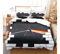 Shaari British Rock Bands Floyd Algorithm Duvet Cover Set Soft Lightweight Microfiber 3 Piece Bedding Set with 2 Pillowcase Kids Quilt Cover with Zipper Closure Double 200 x 200 cm